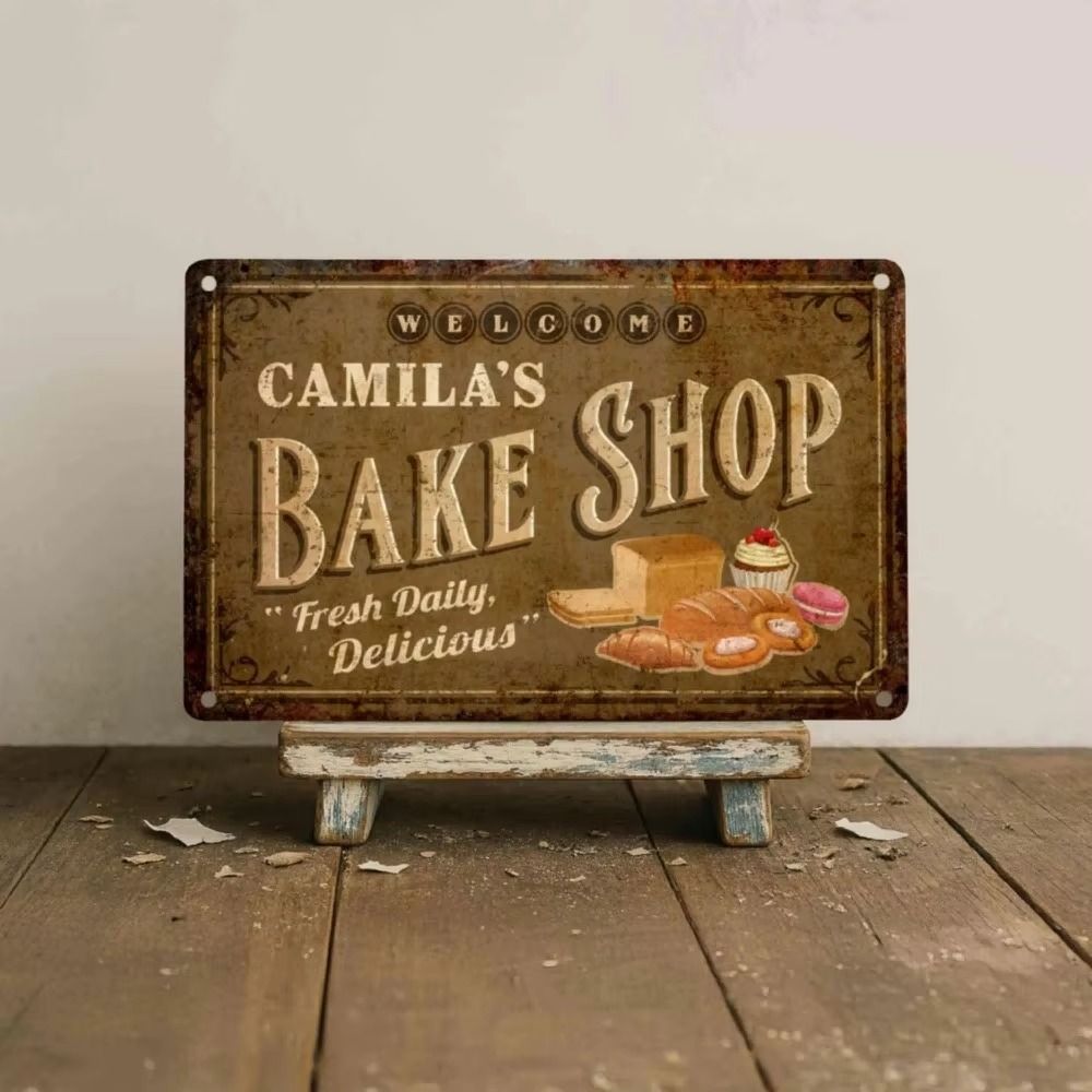 Kitchen Baking Decor - Panneau métallique personnalisé avec texte vintage